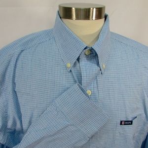 Chaps Mens Casual Collared Shirt Sz XL Blue White
